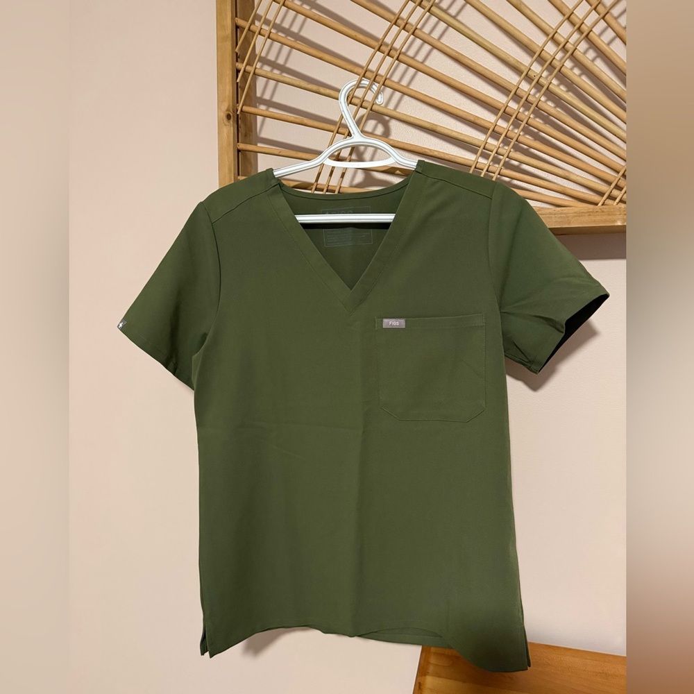 FigsCatarina One-Pocket Scrub Top. Limited edition dark olive color.